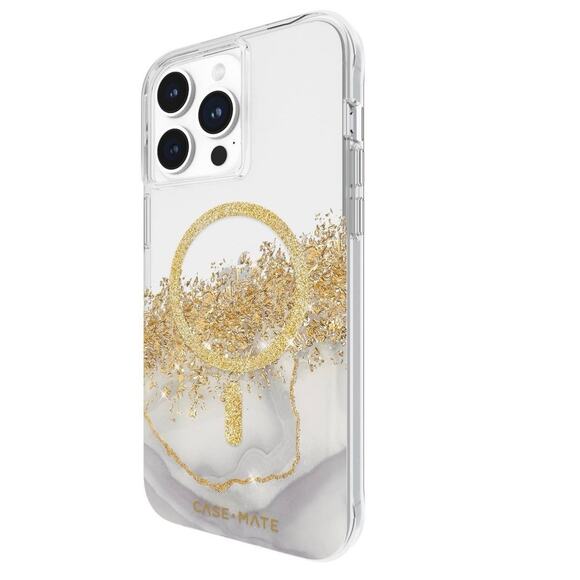 iPhone 15 Pro Max Case Mate Karat Marble MagSafe 6.7" Clear Marble Gold Glitter - Picture 3 of 9
